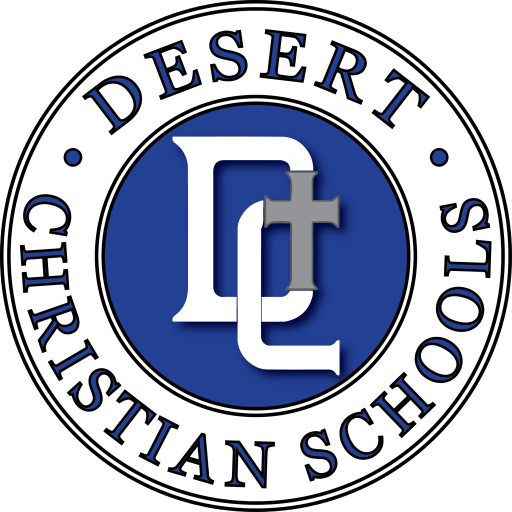 Desert Christian Schools logo with cross design.