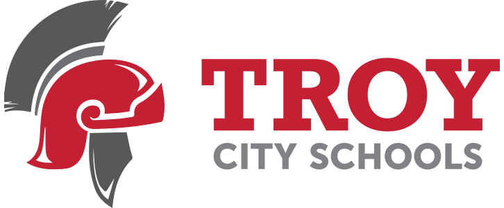 Troy City Schools logo with helmet.