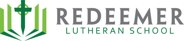 Redeemer Lutheran School logo with cross and book