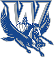 Knight on flying horse, letter W logo