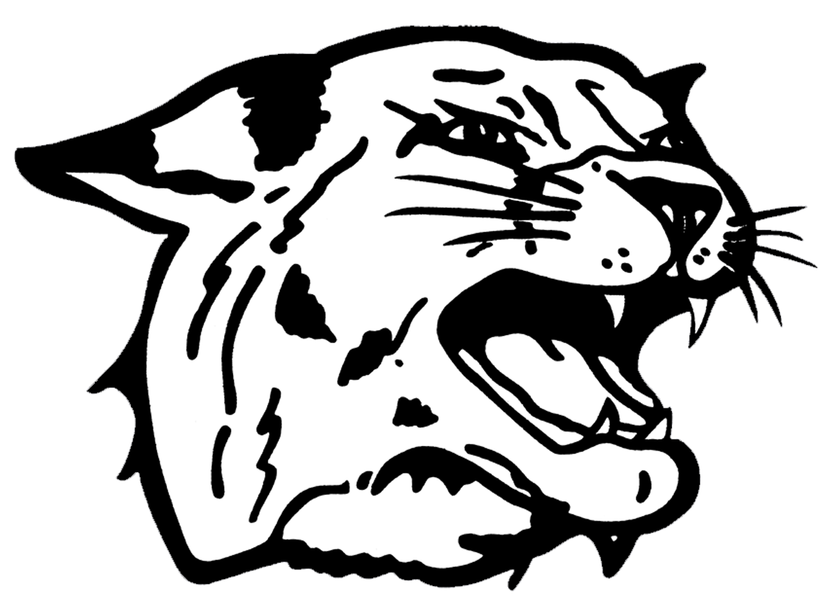 Roaring wild cat logo in black and white
