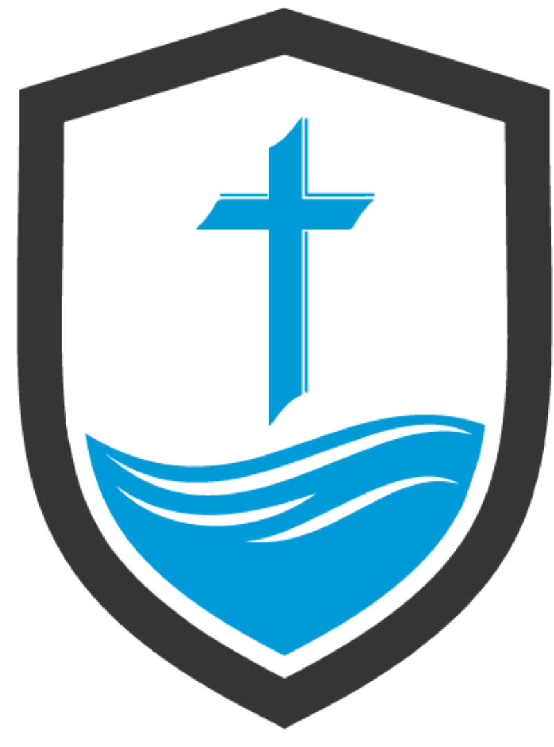 Shield with cross and waves emblem