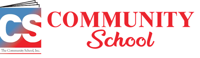Community School logo with book icon