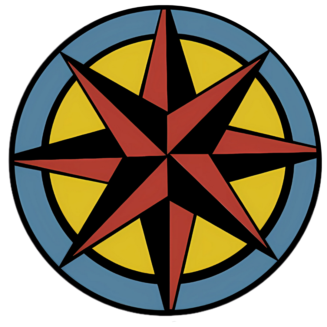 Colorful abstract compass rose design