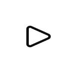 White play button on black circle background.
