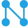 Stylized blue letter N with connected dots