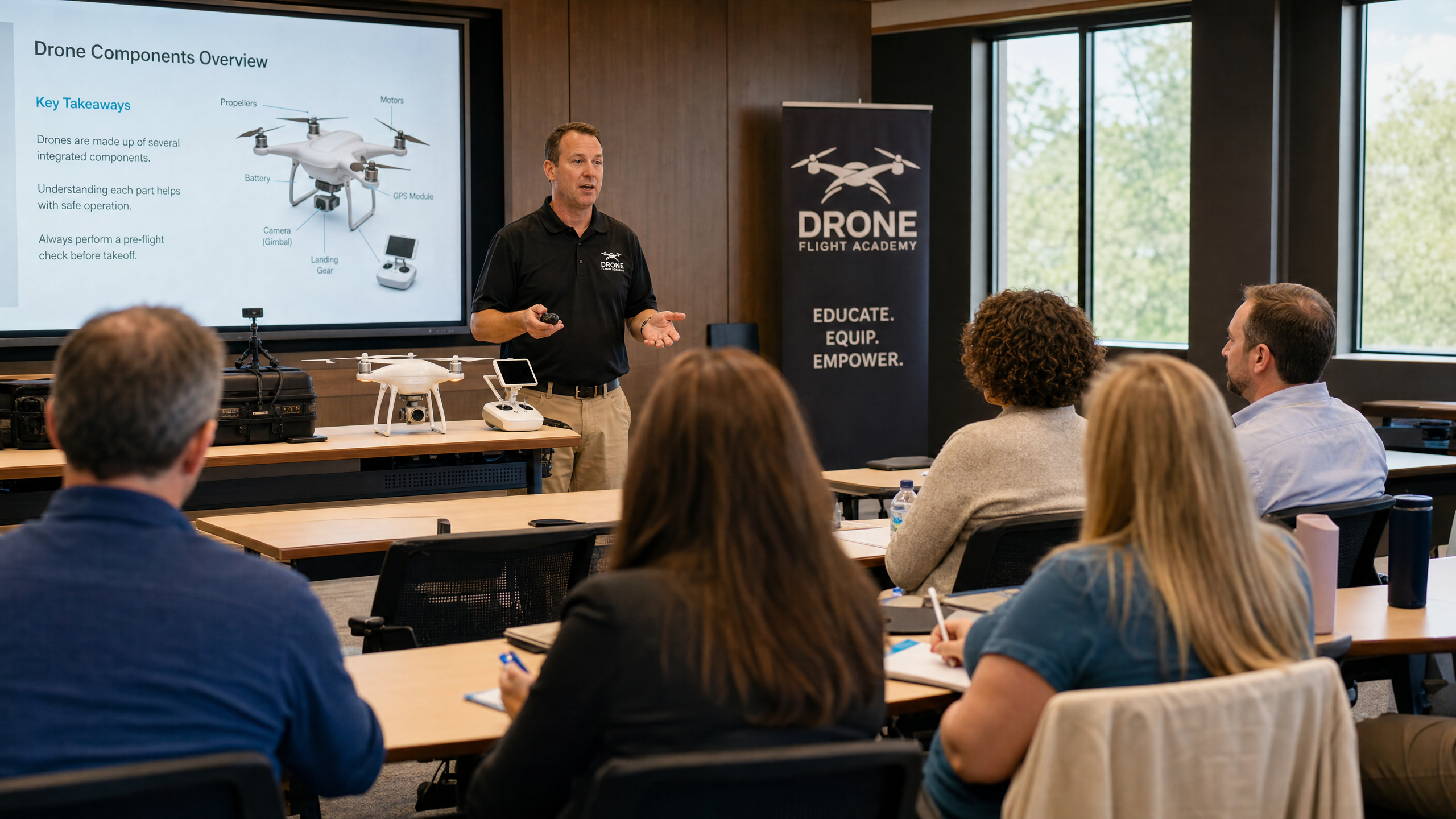 Educator conducting a drone training workshop for teachers