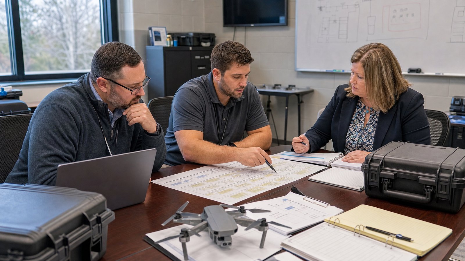 School leaders planning a drone career pathway for CTE and STEM programs