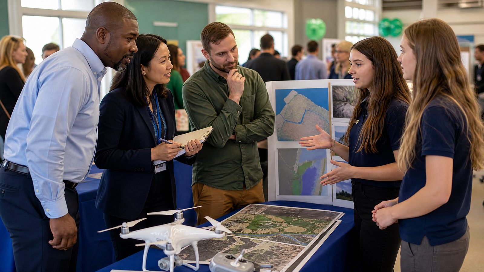 Students presenting drone project outcomes to educators and workforce partners